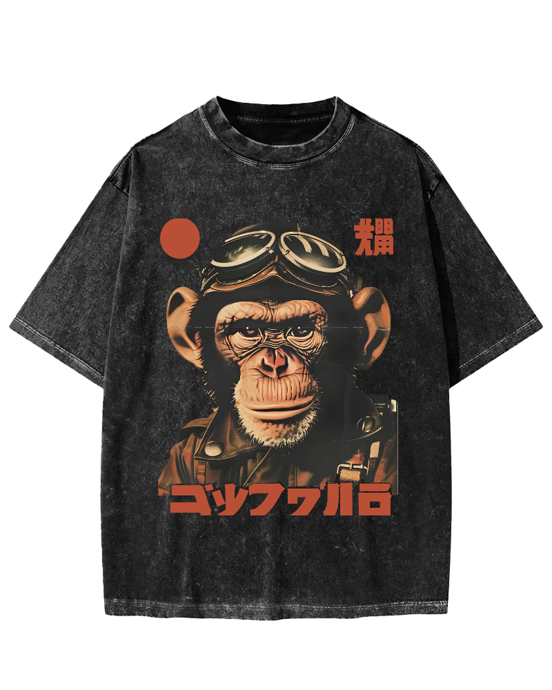 Gorilla Japanese Vintage Distressed T-shirt-Zazasy