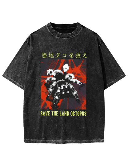 Japanese Style Spiders At Work Vintage Washed T-shirt-Zazasy