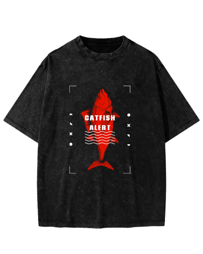 Sea Fish Pattern Vintage Distressed T-shirt-Zazasy