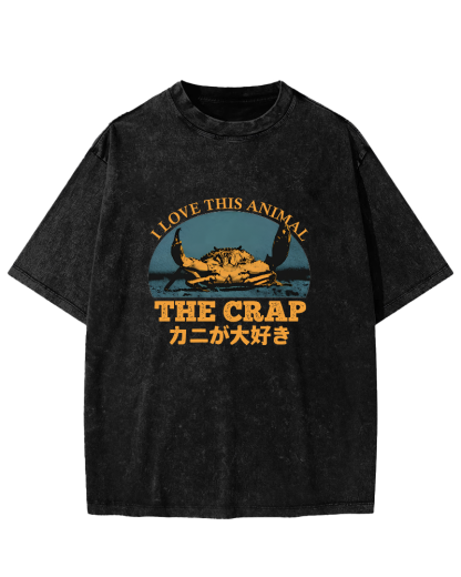 Retro Crab Pattern Vintage Distressed T-shirt-Zazasy