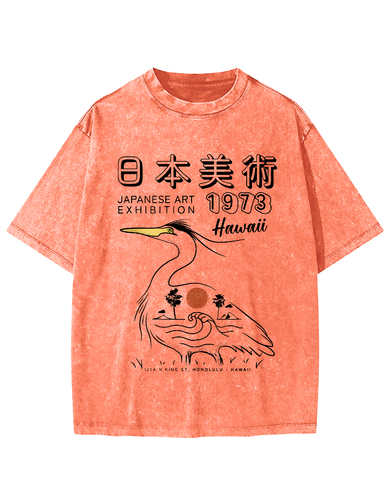 Japanese art Vintage Washed T-shirt-Zazasy