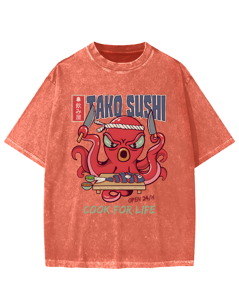 Tako Sushi Octopus Vintage Washed T-shirt
