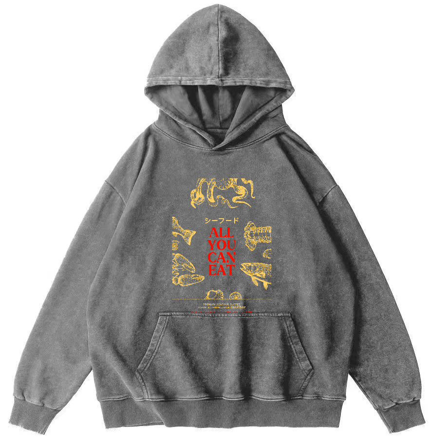 All You Can Eat Vintage Washed Hoodie-Zazasy