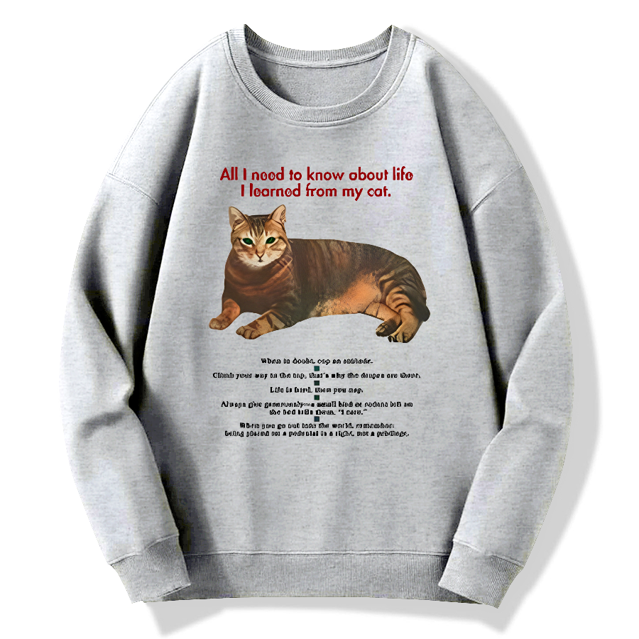 Cat Retro Cotton Pullover Sweatshirt