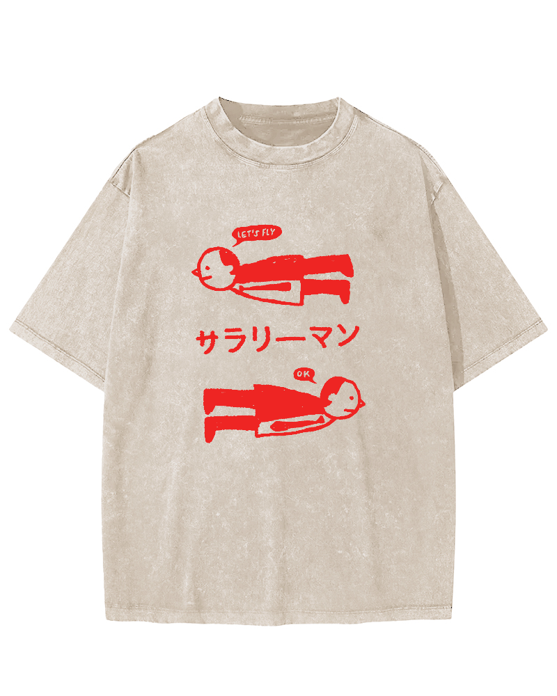Let's Fly office workers Vintage Washed T-shirt