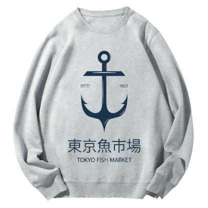 Tokyo Fish Market Round Neck Sweatshirt-Zazasy