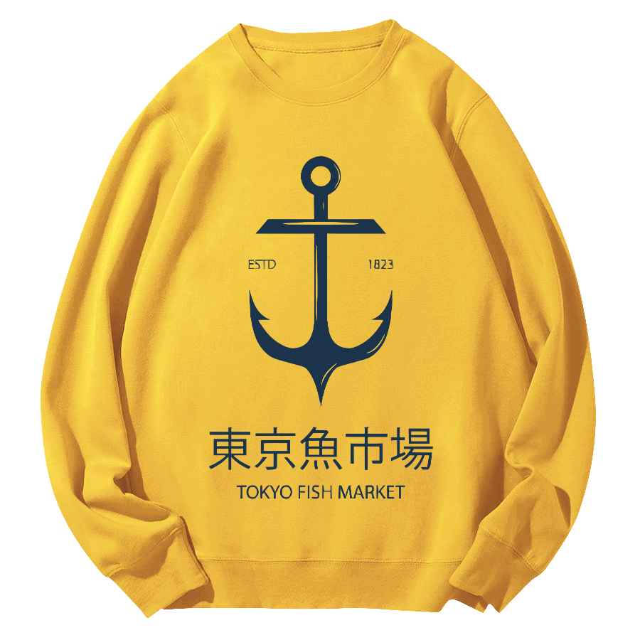 Tokyo Fish Market Round Neck Sweatshirt-Zazasy