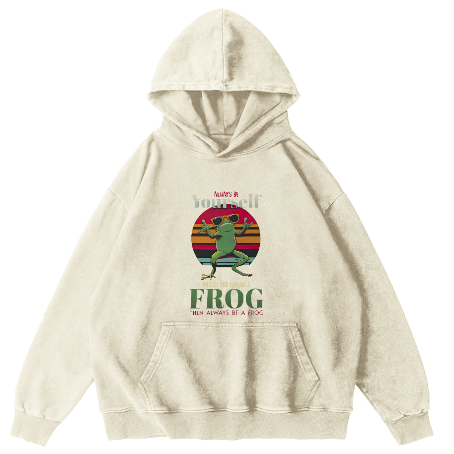 Personalized Frog Pattern Vintage Distressed Hoodie-Zazasy