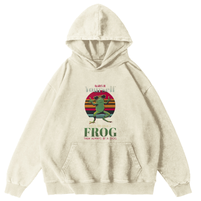 Personalized Frog Pattern Vintage Distressed Hoodie-Zazasy