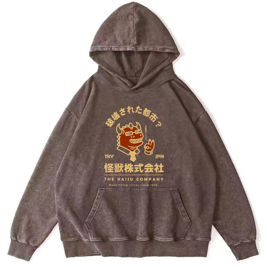 Monsters in Society Vintage Washed Hoodie-Zazasy