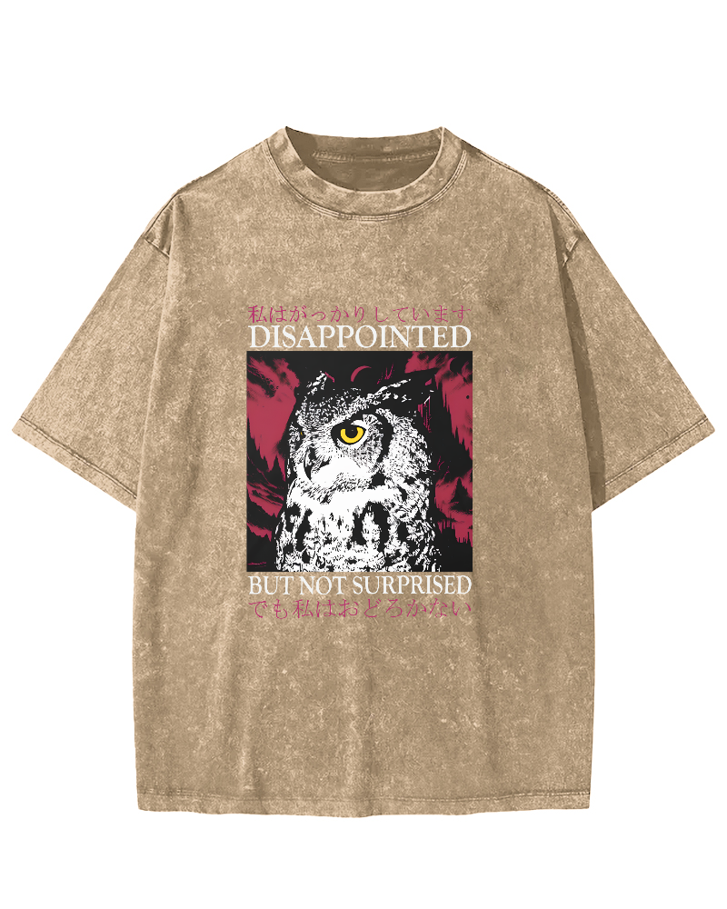 Japanese Owl Pattern Vintage Distressed T-shirt-Zazasy