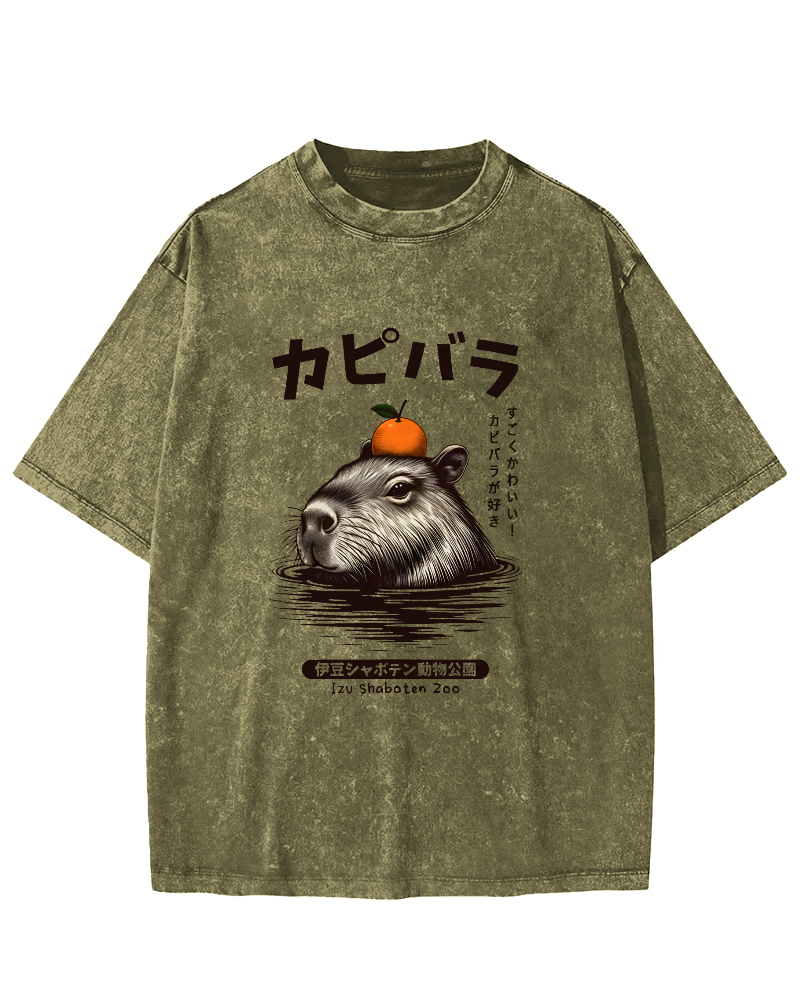 Japanese Mouse Pattern Vintage Distressed T-shirt-Zazasy