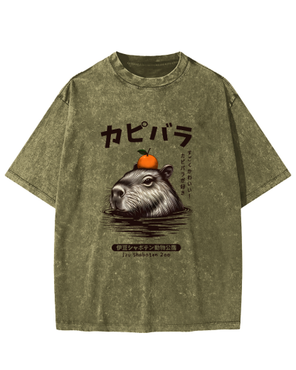 Japanese Mouse Pattern Vintage Distressed T-shirt-Zazasy