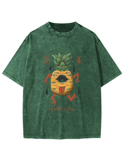 Funny Fruit Pineapple Japanese Style Vintage Distressed T-shirt-Zazasy