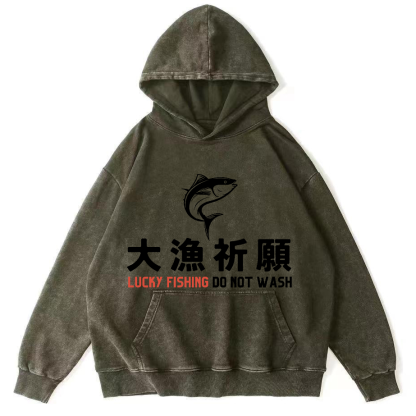 LUCKY FING DO NOT WASH  Vintage Distressed Hoodie-Zazasy