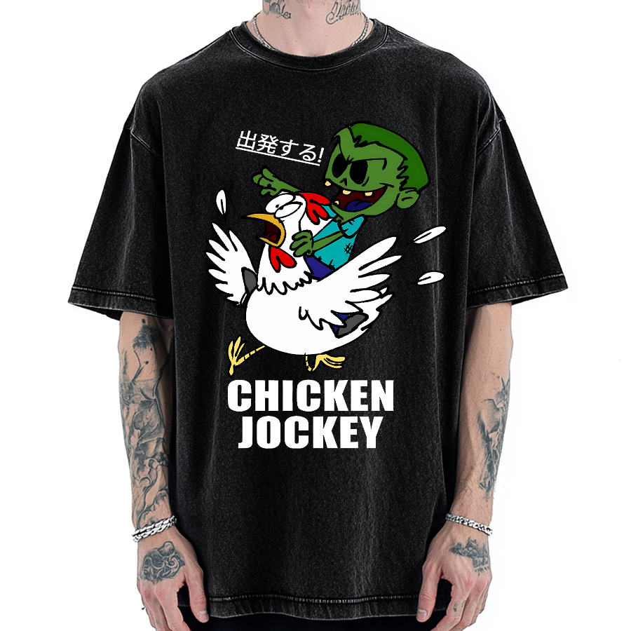 Zombie Riding Chicken Vintage Washed T-shirt