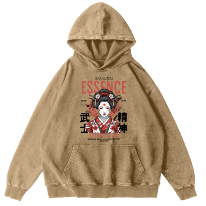 Samurai Spirit Japanese Vintage Distressed Hoodie-Zazasy
