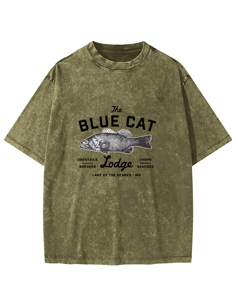 Japanese Seafood Market Pattern Vintage Distressed T-shirt-Zazasy