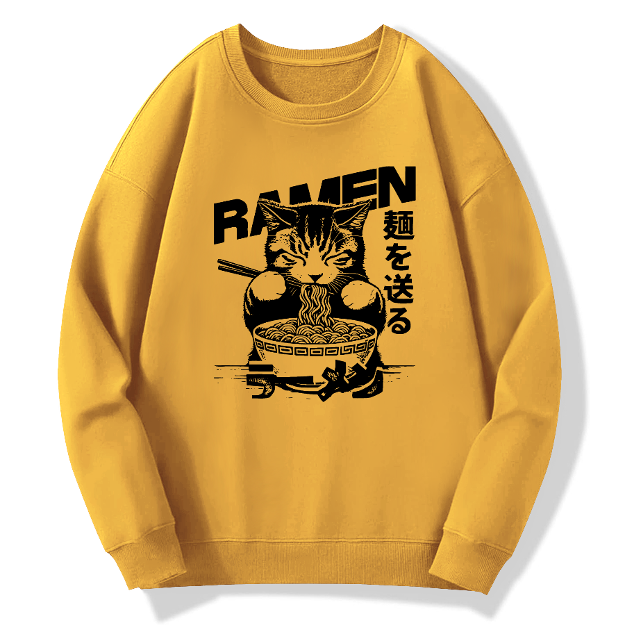 Ramen Cat Cotton Pullover Sweatshirt