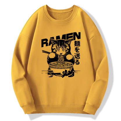 Ramen Cat Cotton Pullover Sweatshirt