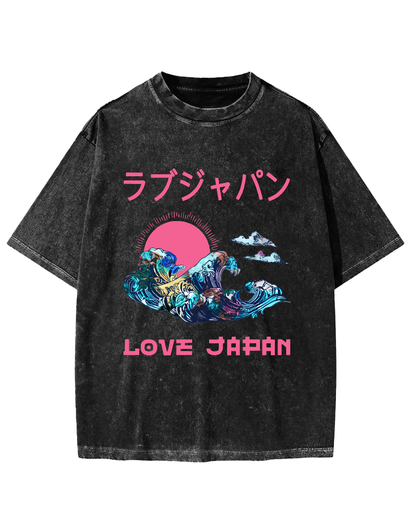 I like Japan Vintage Washed T-shirt-Zazasy