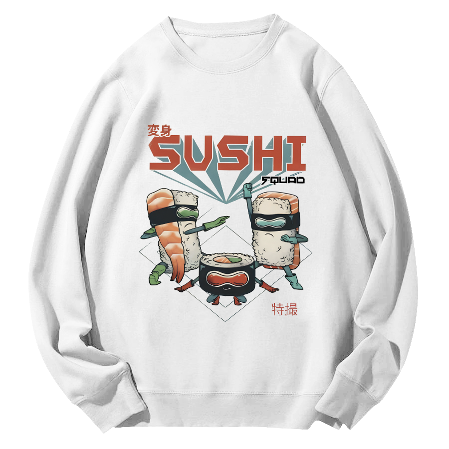 Tokyo Sushi Round Neck Sweatshirt-Zazasy