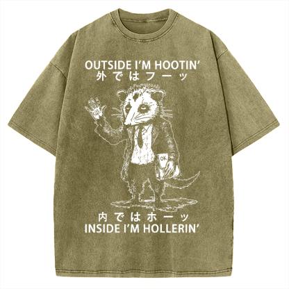 Funny Hootin' And Hollerin' Possum Vintage Washed T-shirt