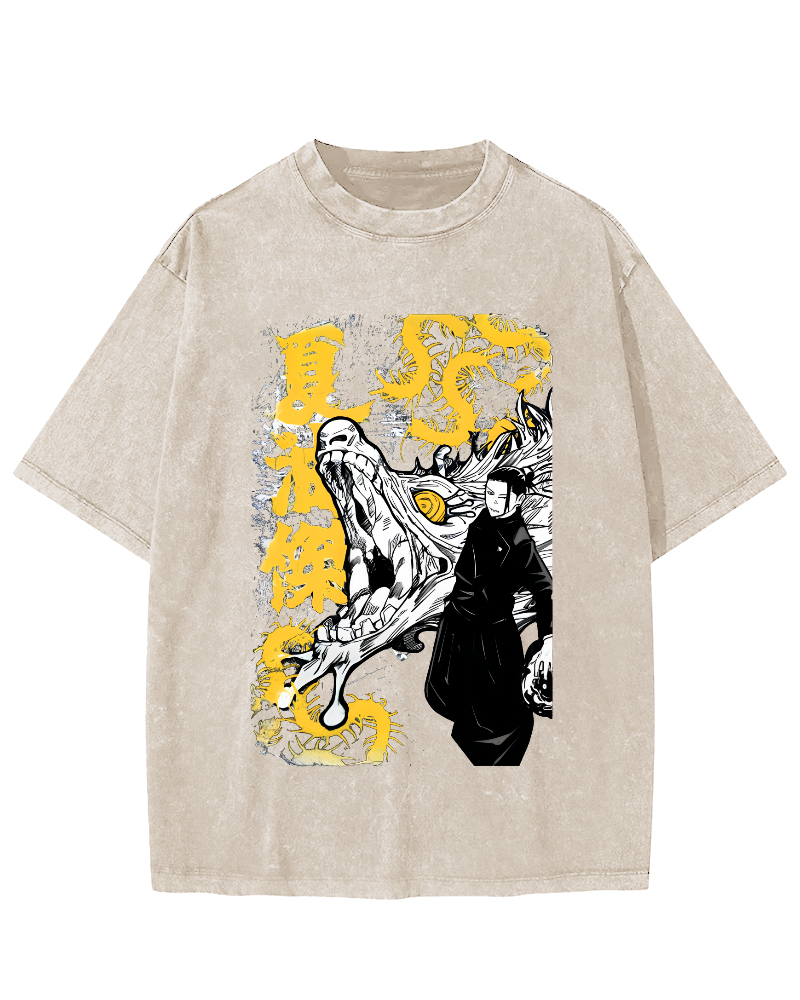 Crocodile Monster Japanese Style Vintage Washed T-shirt-Zazasy