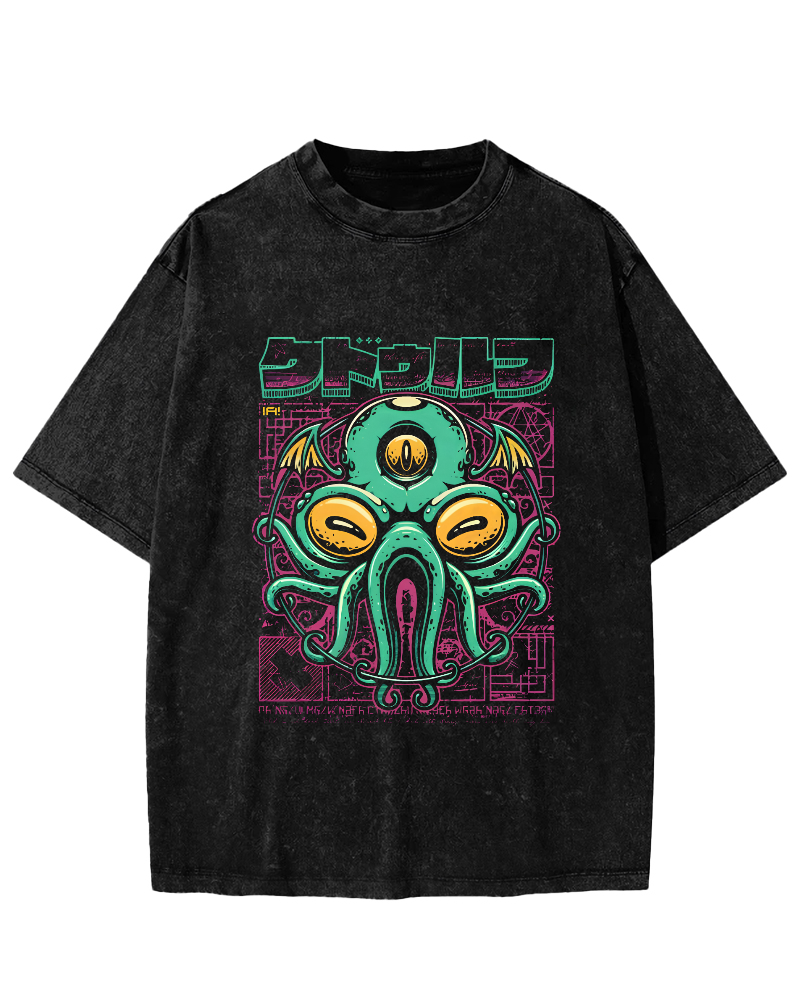 Retro Abstract Pattern Leisure Vintage Distressed T-shirt-Zazasy