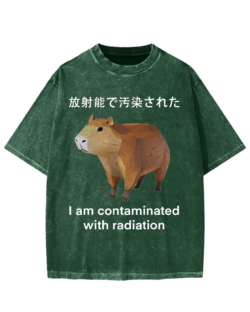 Capybara Contaminated By Radiation Vintage Washed T-shirt