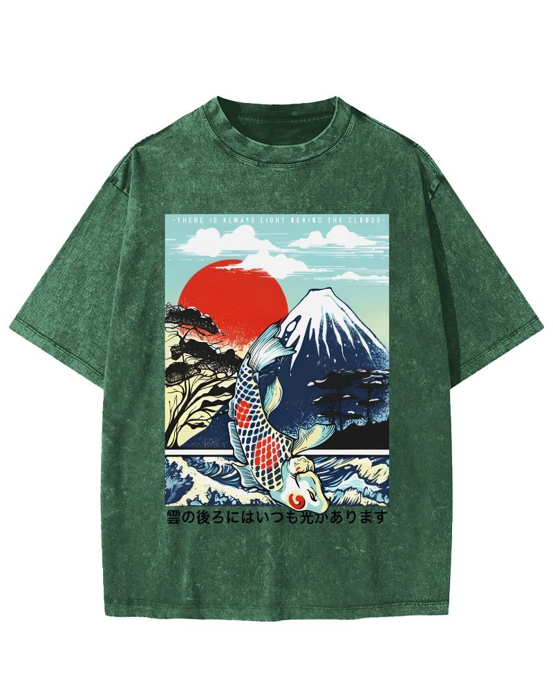 Ukiyo-e koi Vintage Washed T-shirt-Zazasy
