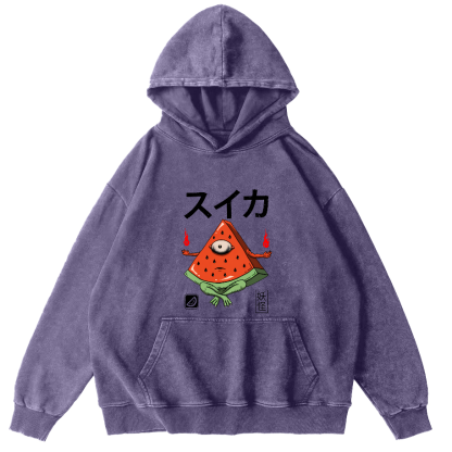 Watermelon Monster Japanese Vintage Distressed Hoodie-Zazasy