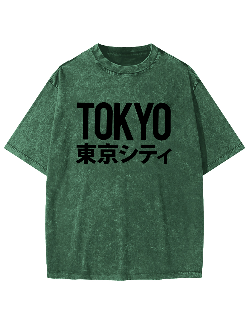 Tokyo Script in Japan Vintage Washed T-shirt-Zazasy