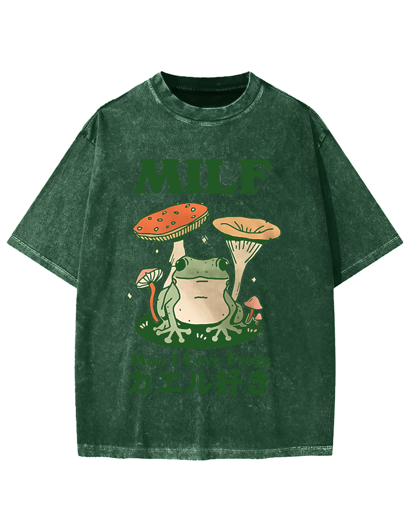 Funny MILF Froggy Vintage Washed T-shirt