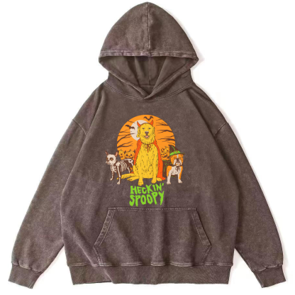 Cute Dog Halloween Vintage Distressed Hoodie-Zazasy