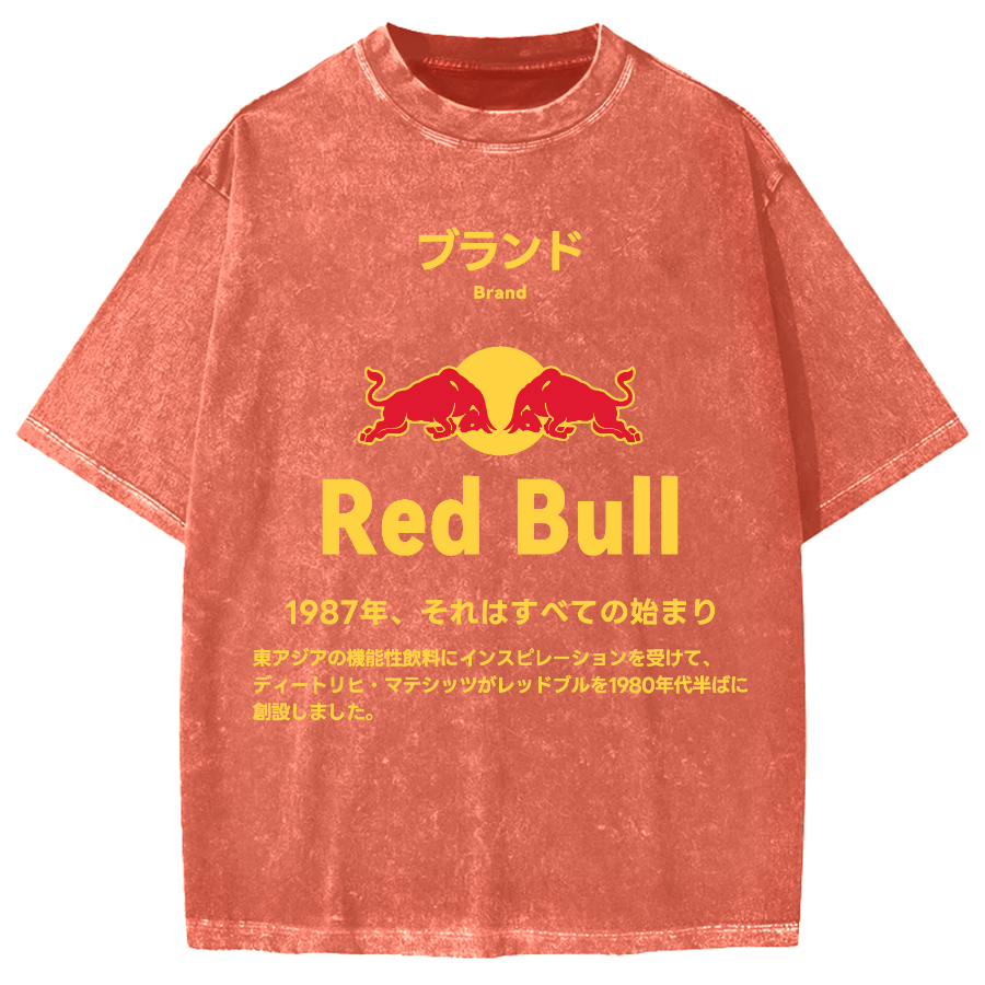 Red Bull Vintage Wash Japanese Design Vintage Washed T-shirt