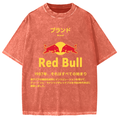 Red Bull Vintage Wash Japanese Design Vintage Washed T-shirt