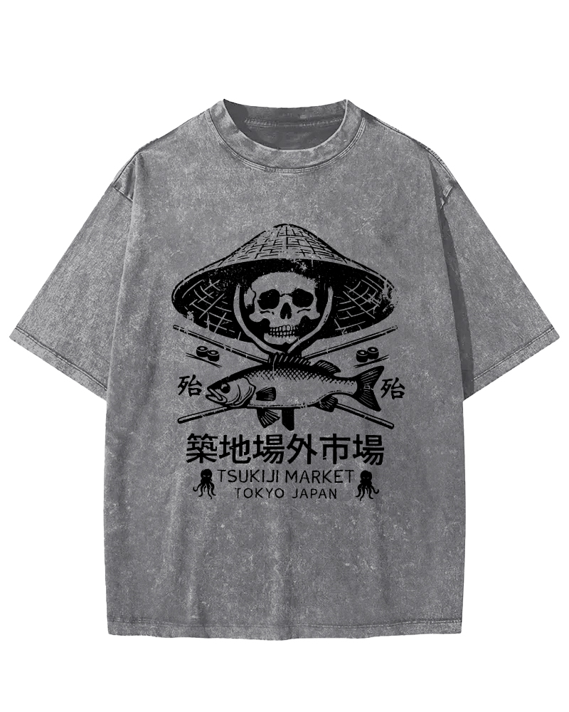 Off Site Market of Tsukiji Vintage Washed T-shirt-Zazasy