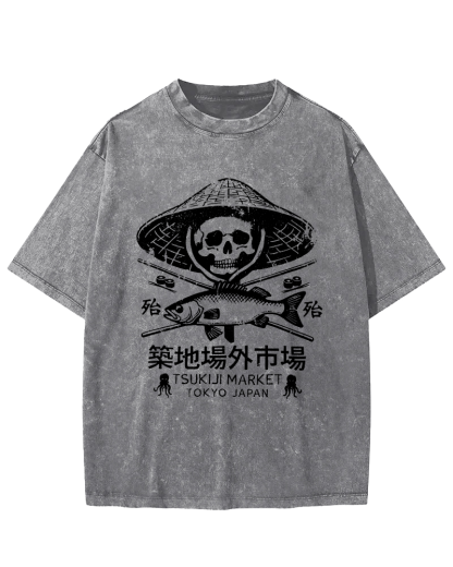 Off Site Market of Tsukiji Vintage Washed T-shirt-Zazasy