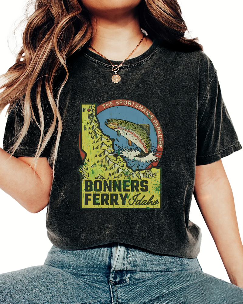 Retro Sea Fish Pattern Vintage Distressed T-shirt-Zazasy