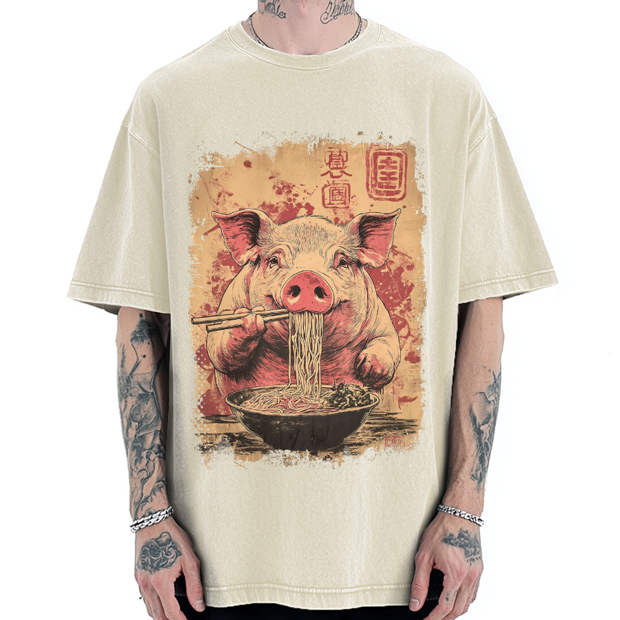 Ramen Piggy Vintage Washed T-shirt