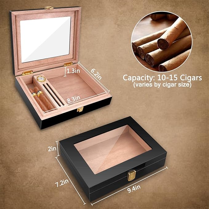 Cigar Carrying Case Piano Lacquered Glass Skylight-16 Cigars