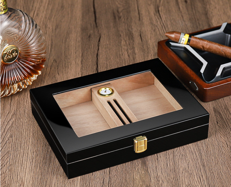 Cigar Carrying Case Piano Lacquered Glass Skylight-16 Cigars