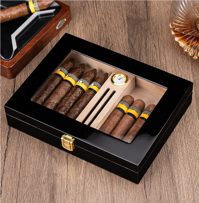 Cigar Carrying Case Piano Lacquered Glass Skylight-16 Cigars