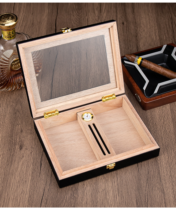 Cigar Carrying Case Piano Lacquered Glass Skylight-16 Cigars