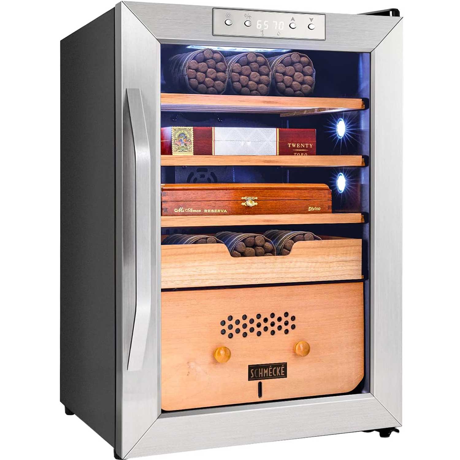 300 Cigar Cooler Humidor with 3 in 1 Precise Cooling Digital Hygrometer-Benjamin