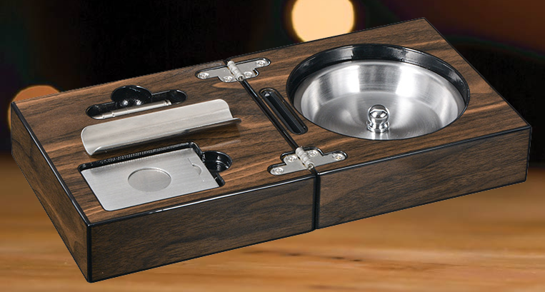 Benjamin Piano Finish Portable Folding Cigar Ashtray