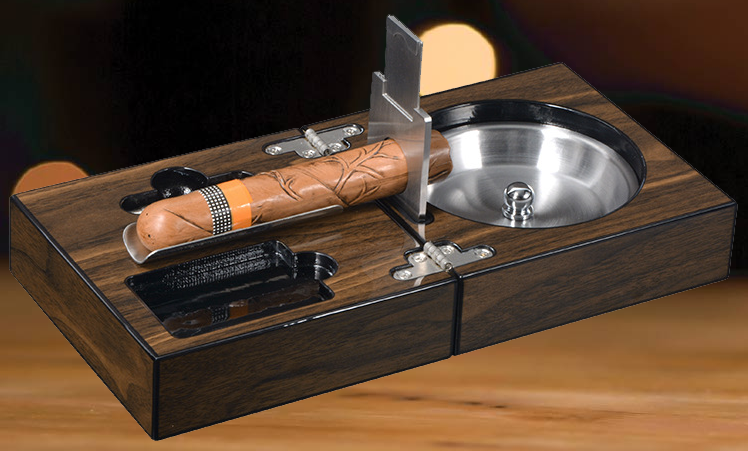 Benjamin Piano Finish Portable Folding Cigar Ashtray