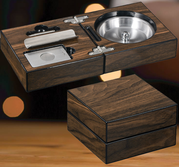 Benjamin Piano Finish Portable Folding Cigar Ashtray