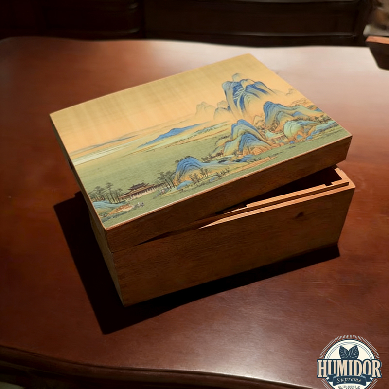 Benjamin Premium Mortise-and-tenon Mahogany Cigar Box with Custom Photo Lid
